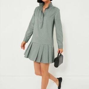 Tuckernuck Palladian Check Tate Dress Plaid Pleated High Neck Shirt Mini 18
